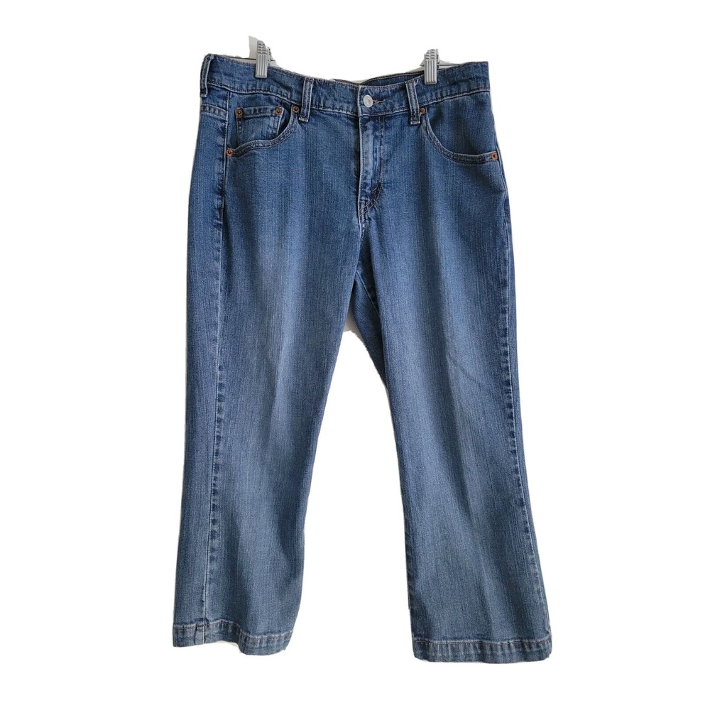 Levi's 515 Womens Blue Jeans Nouveau Capris Mid Rise Stretch Medium Wash Size 10